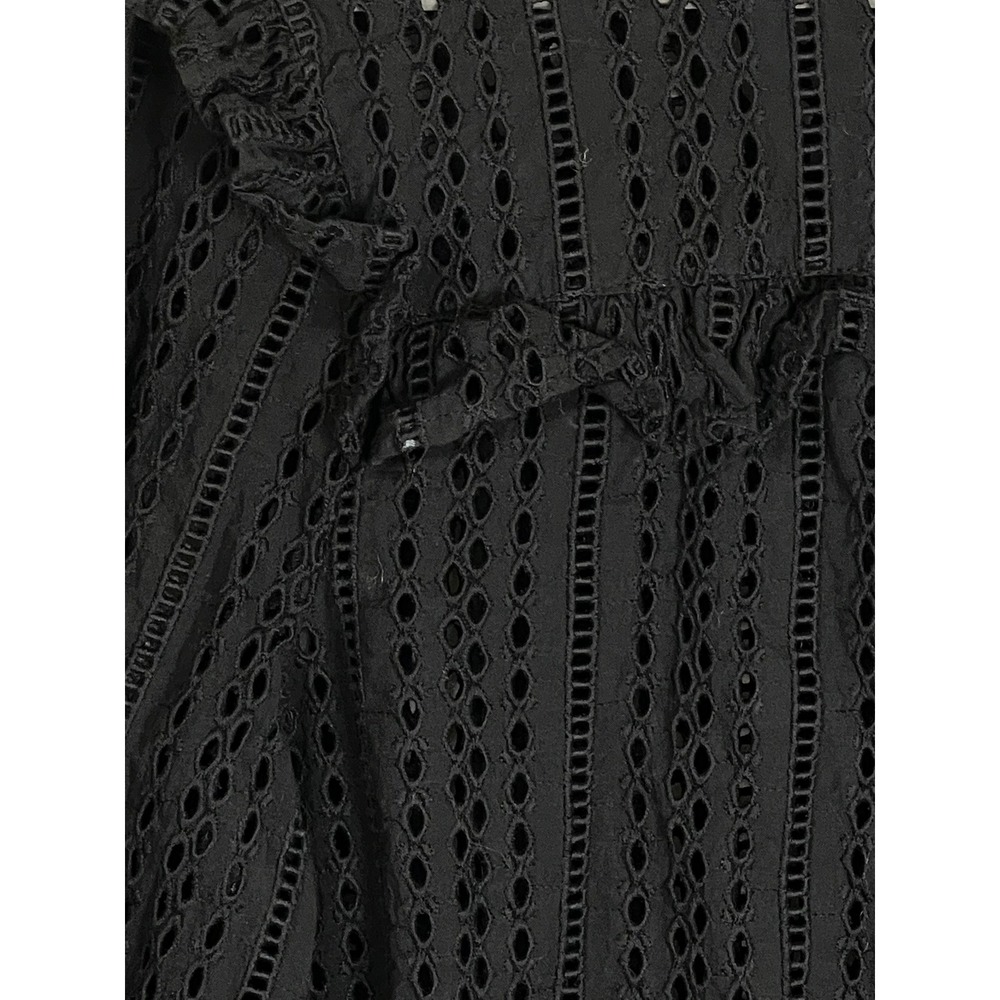 Madewell Large Black Eyelet Lace Ruffle Tie Neck Victorian Prairie Blouse - Picture 13 of 15